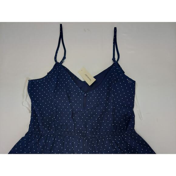 Francescas Trixxi Navy Blue Romper Flounce Cottagecore Polka Dot NEW L - Picture 6 of 12